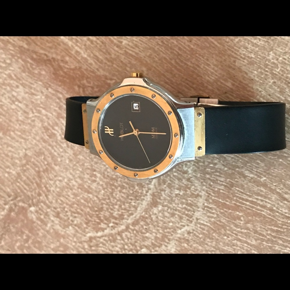 Gold and silver original Hublot watch. Mint condition.